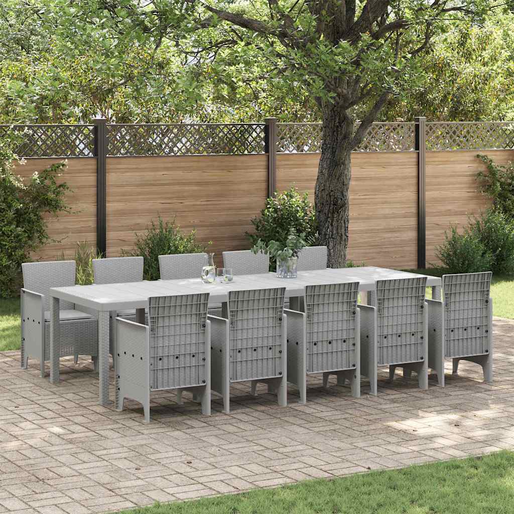 Garten Essgruppe 11 stk. Hellgrau Rattan und Aluminium