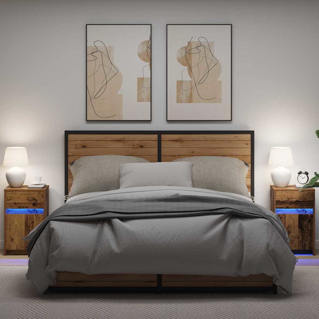 LED Nachttisch 2 stk. Altholz 38 x 34 x 61 cm Holzwerkstoff
