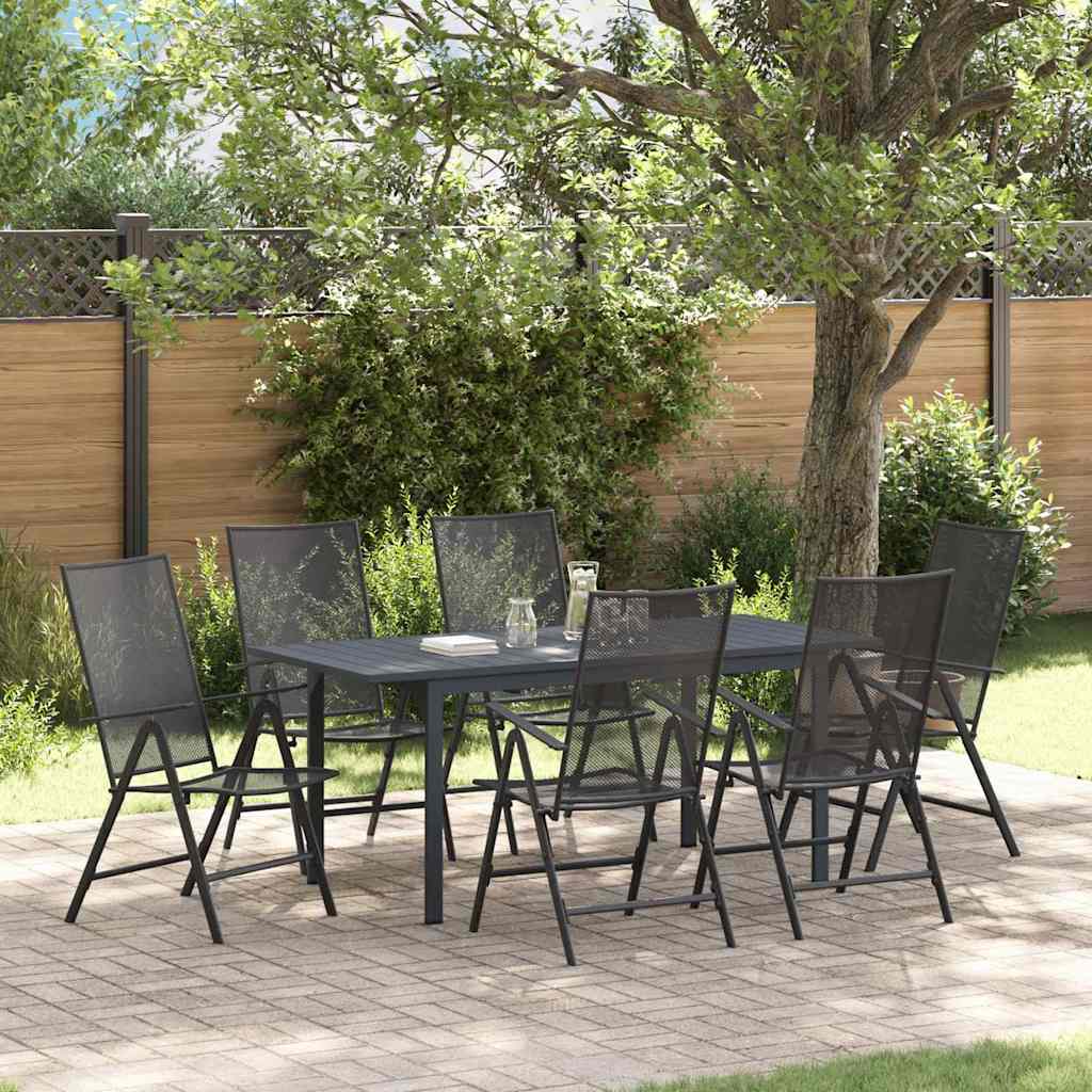 Garten Essgruppe 7 stk. Anthrazit Pulverbeschichteter Stahl
