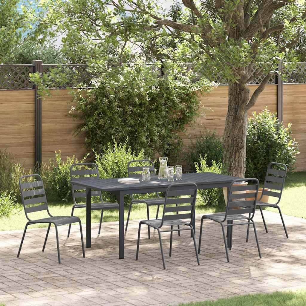 Garten Essgruppe 7 stk. Anthrazit Pulverbeschichteter Stahl