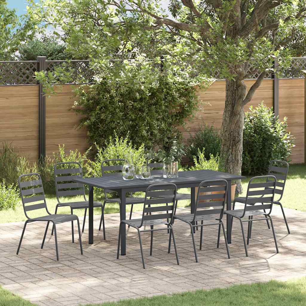 Garten Essgruppe 9 stk. Anthrazit Pulverbeschichteter Stahl