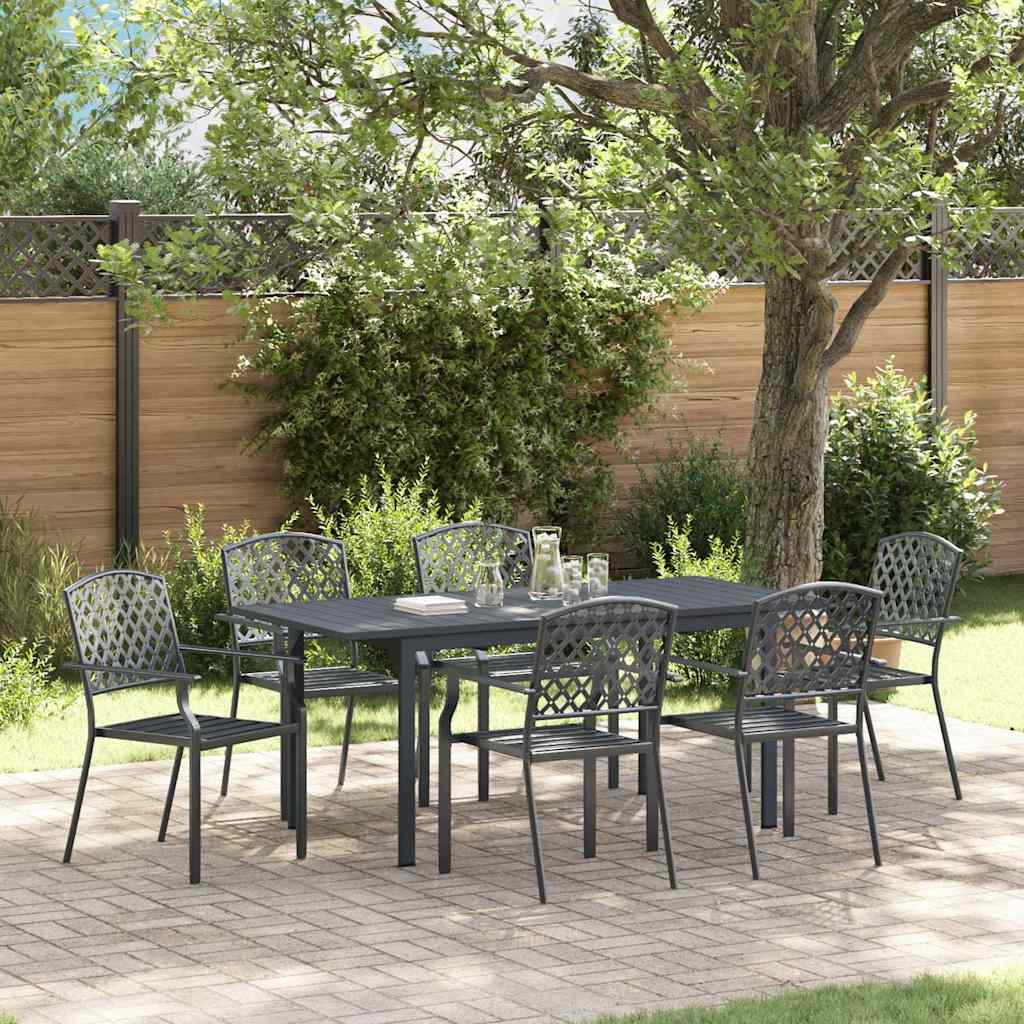Garten Essgruppe 7 stk. Anthrazit Pulverbeschichteter Stahl