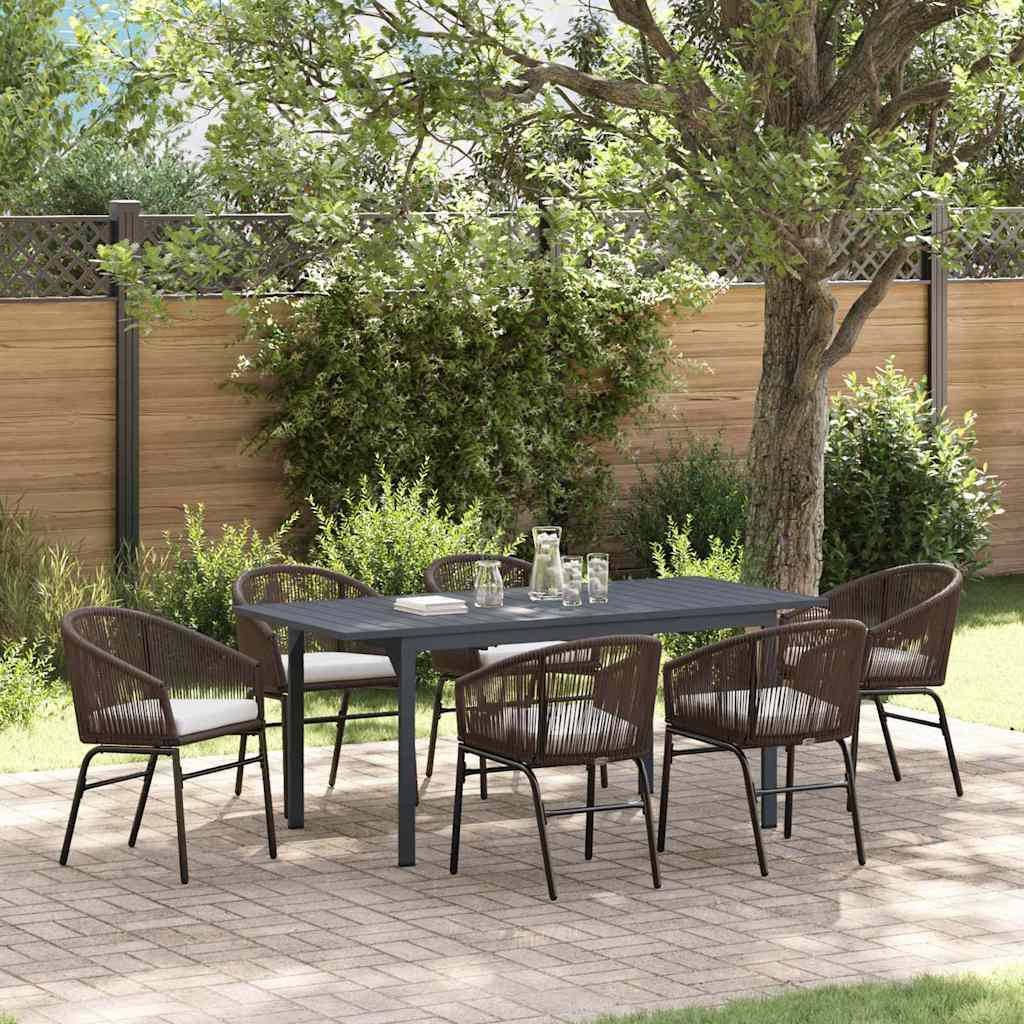 Garten Essgruppe 7 stk. Braun Poly-Rattan