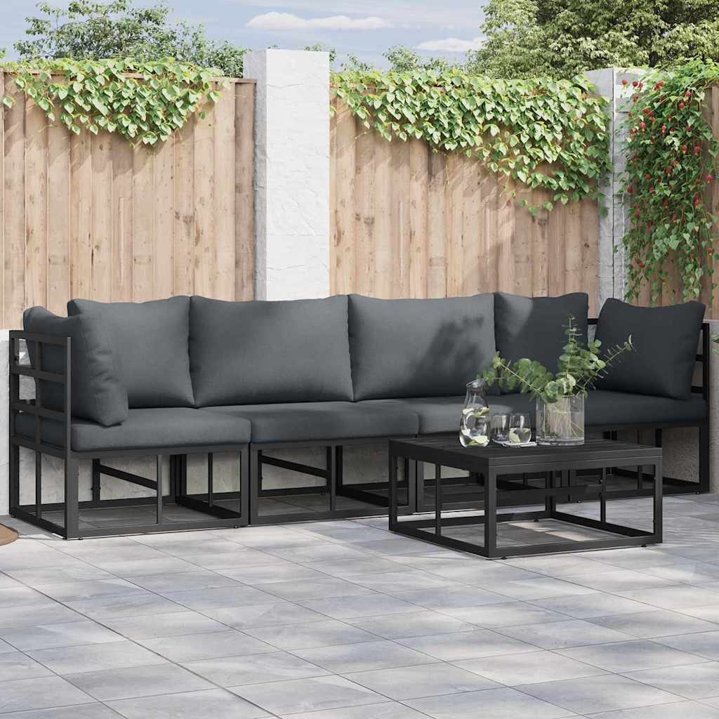 Gartensofa-set 5 stk. Schwarz Metall