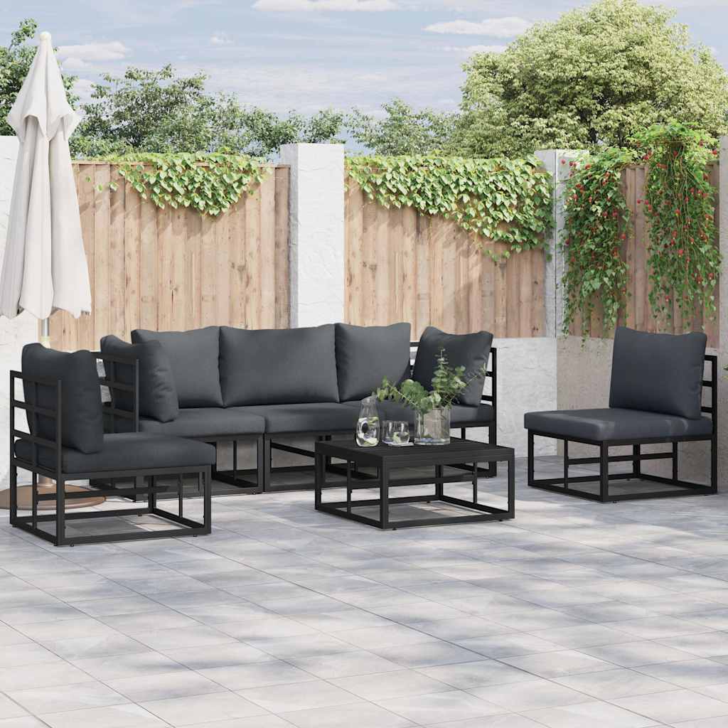 Gartensofa-set 5 stk. Schwarz Aluminium