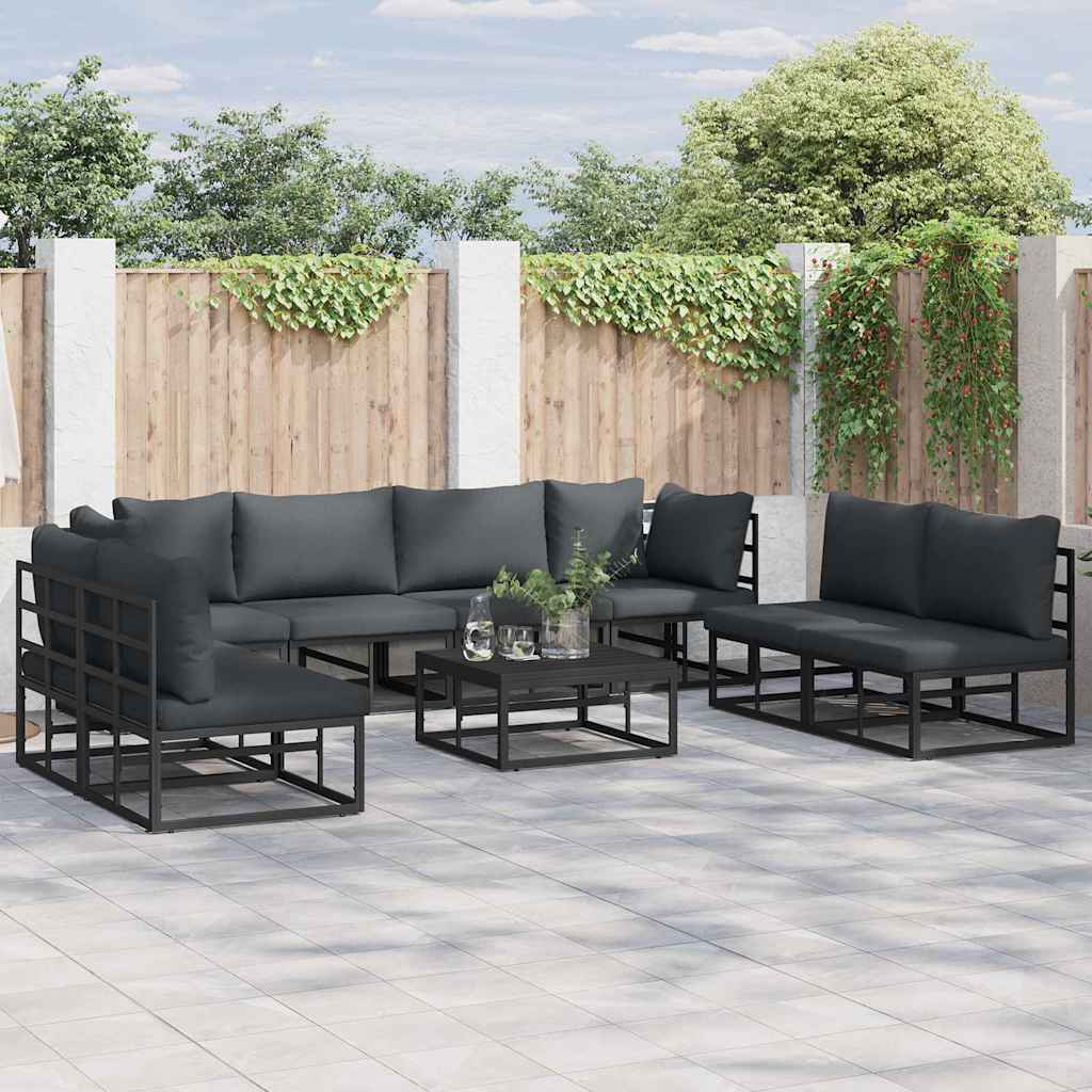 Gartensofa-set 8 stk. Schwarz Aluminium