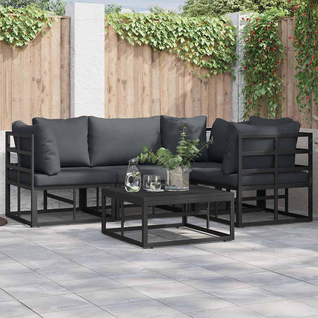 Gartensofa-set 4 stk. Schwarz Aluminium