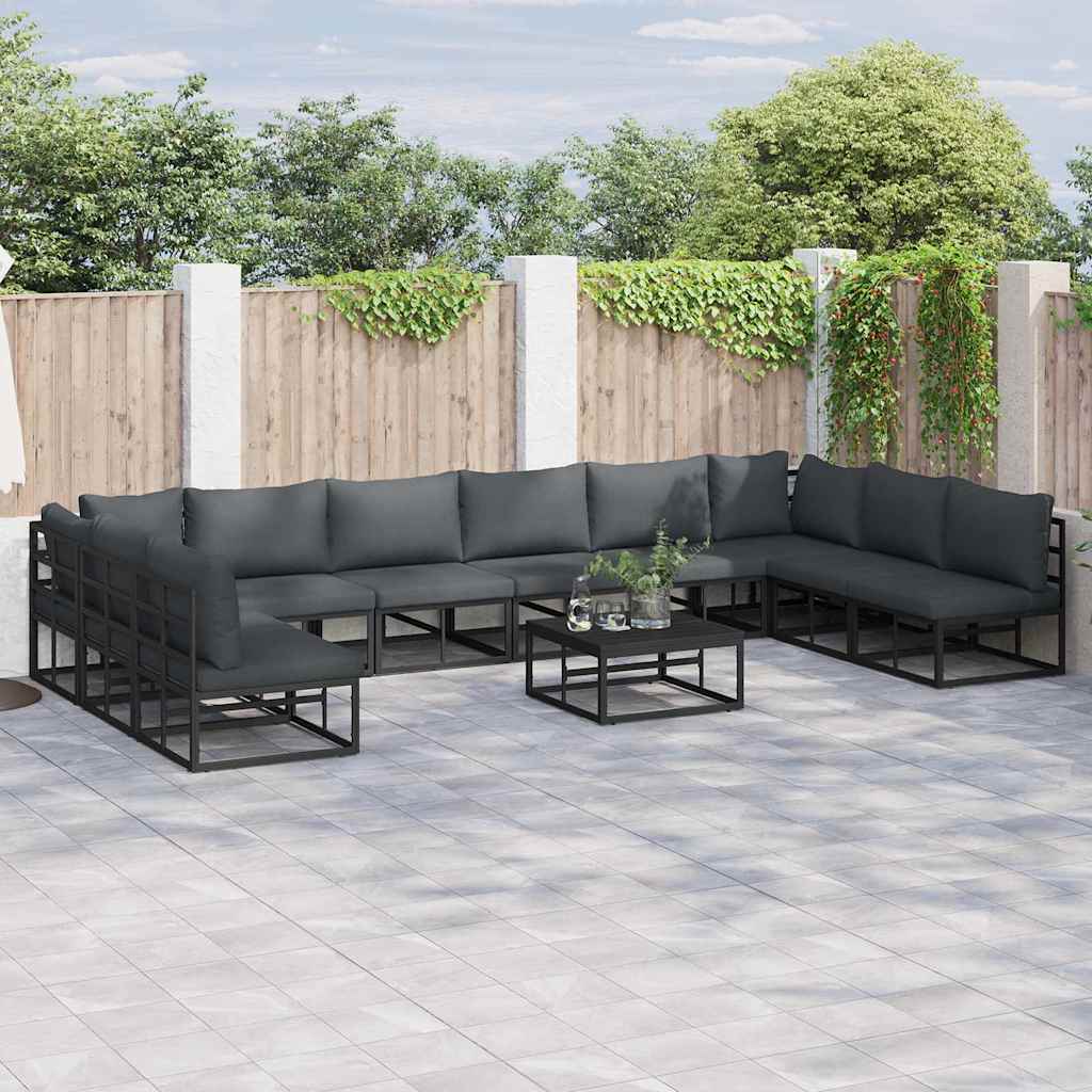 Gartensofa-set 10 stk. Schwarz Aluminium