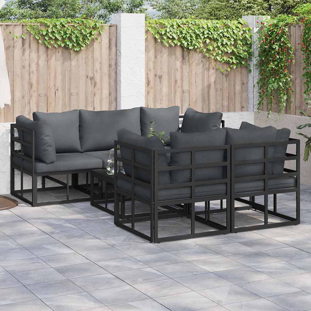 Gartensofa-set 6 stk. Schwarz Stahl