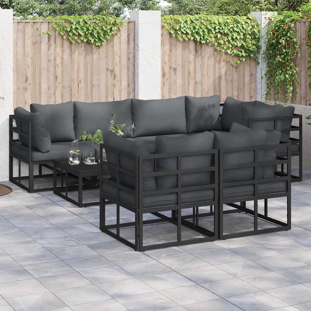 Gartensofa-set 7 stk. Schwarz Stahl