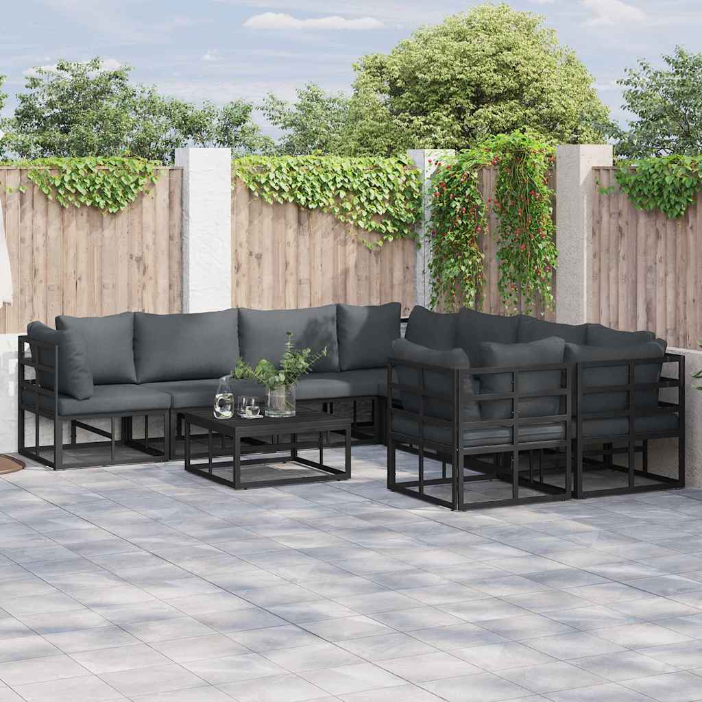 Gartensofa-set 8 stk. Schwarz Stahl