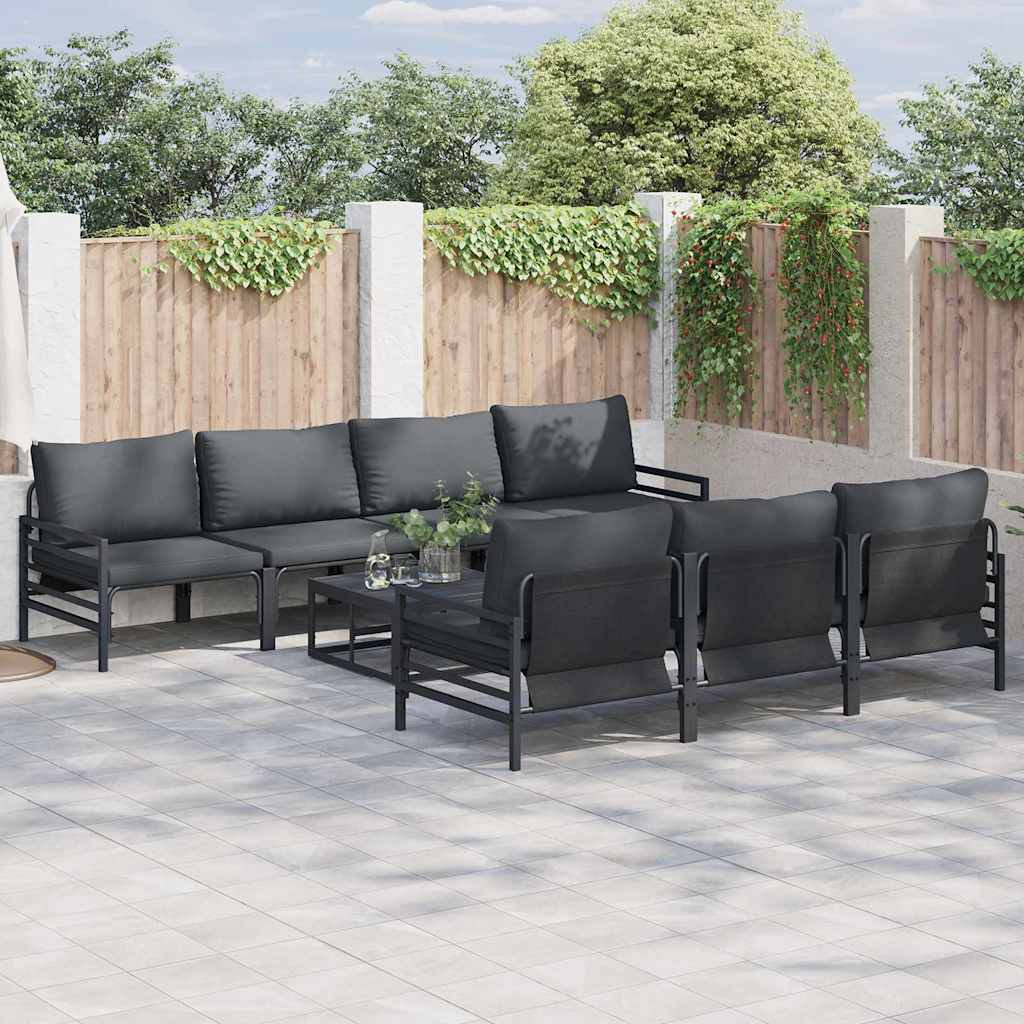 Gartensofa-set 8 stk. Schwarz Stahl