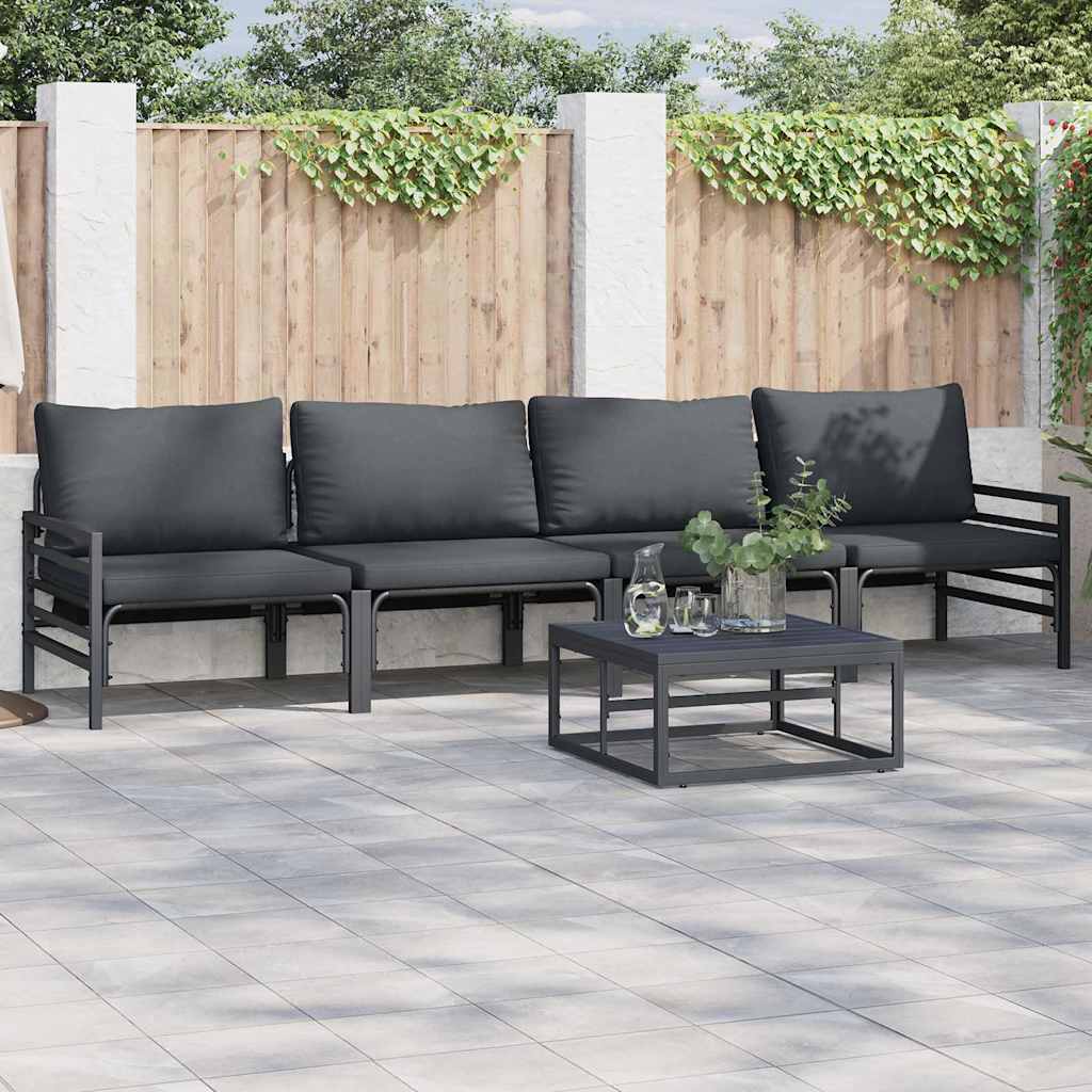 Gartensofa-set 4 stk. Schwarz Stahl