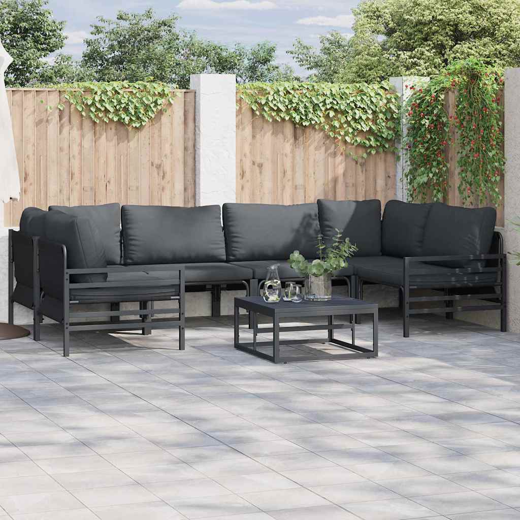 Gartensofa-set 6 stk. Schwarz Stahl