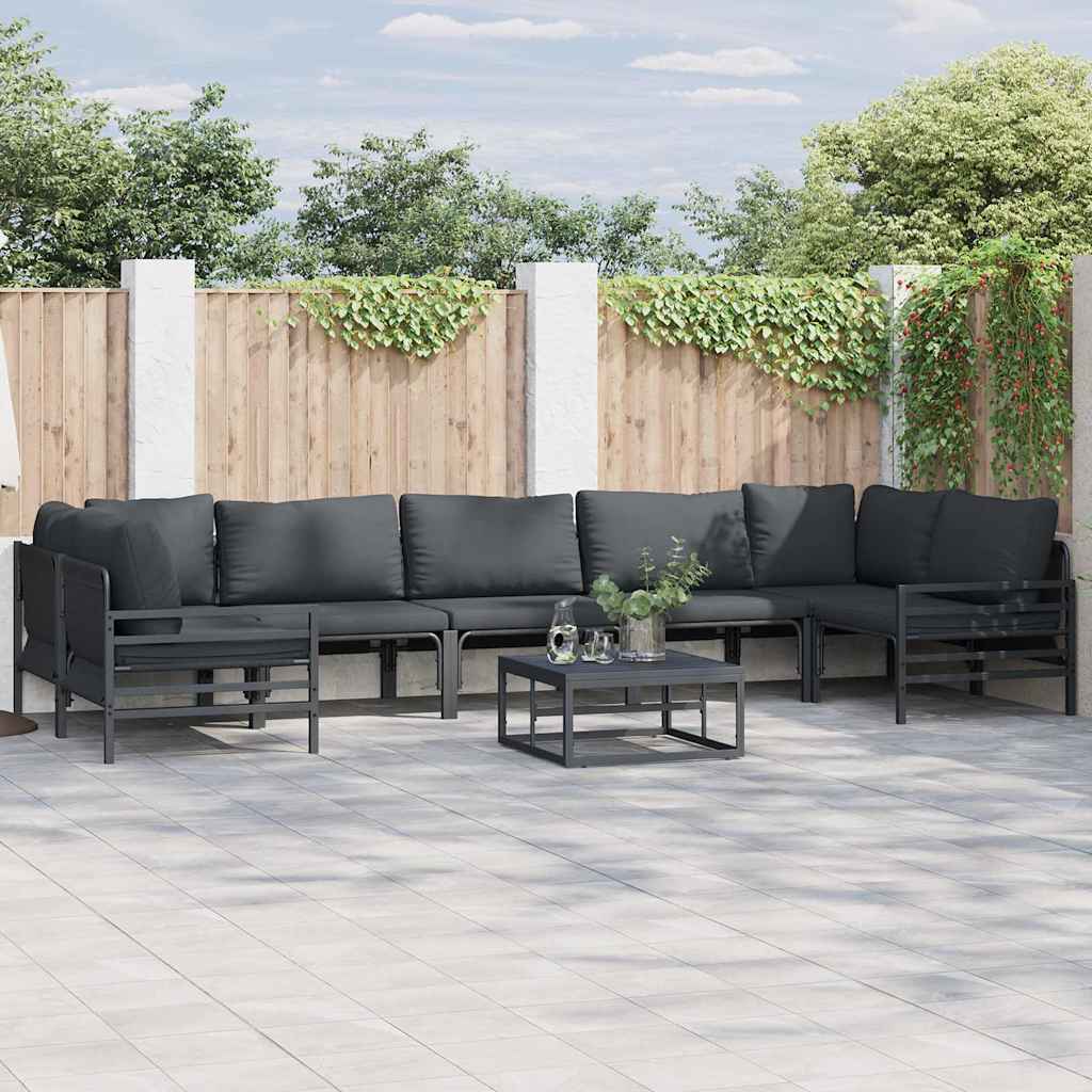 Gartensofa-set 8 stk. Schwarz Stahl