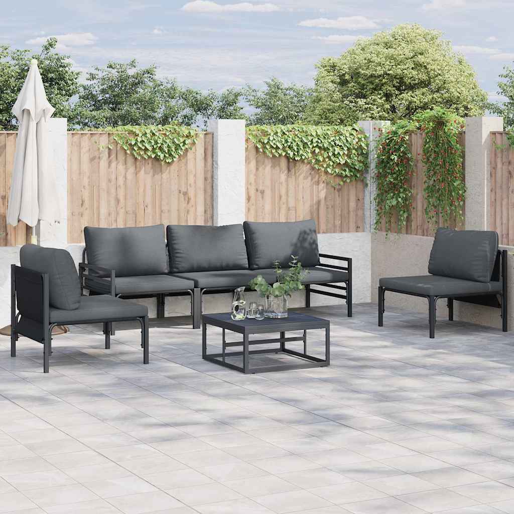 Gartensofa-set 5 stk. Schwarz Stahl