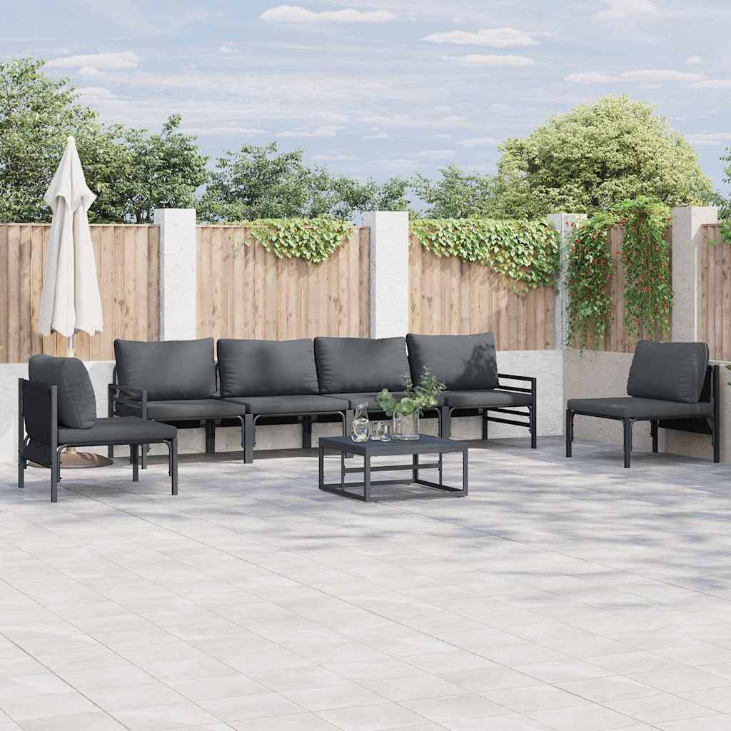 Gartensofa-set 7 stk. Schwarz Stahl