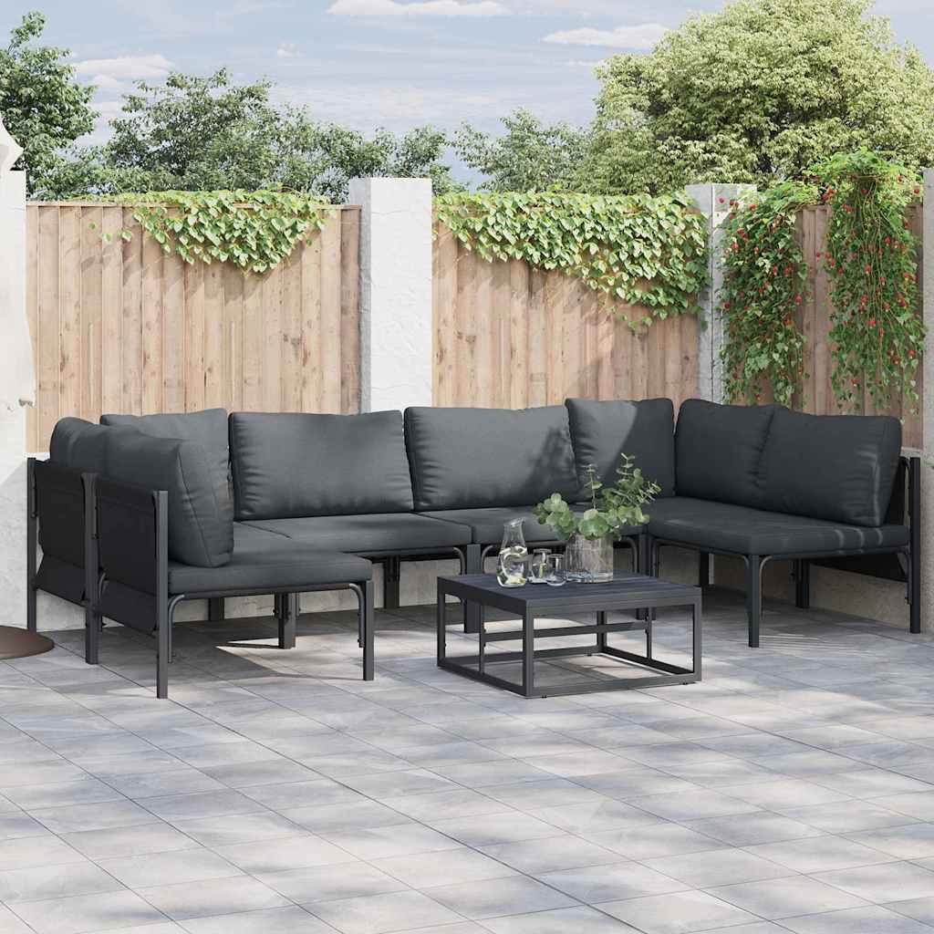 Gartensofa-set 6 stk. Schwarz Stahl