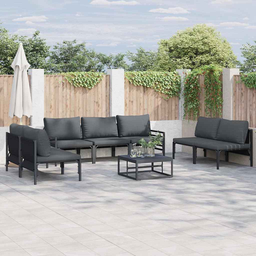 Gartensofa-set 8 stk. Schwarz Stahl
