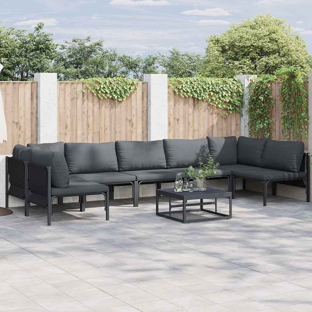Gartensofa-set 8 stk. Schwarz Stahl