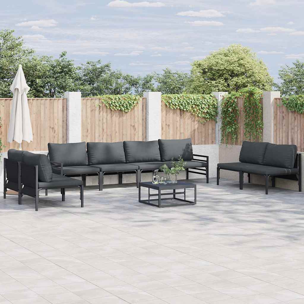 Gartensofa-set 8 stk. Schwarz Stahl