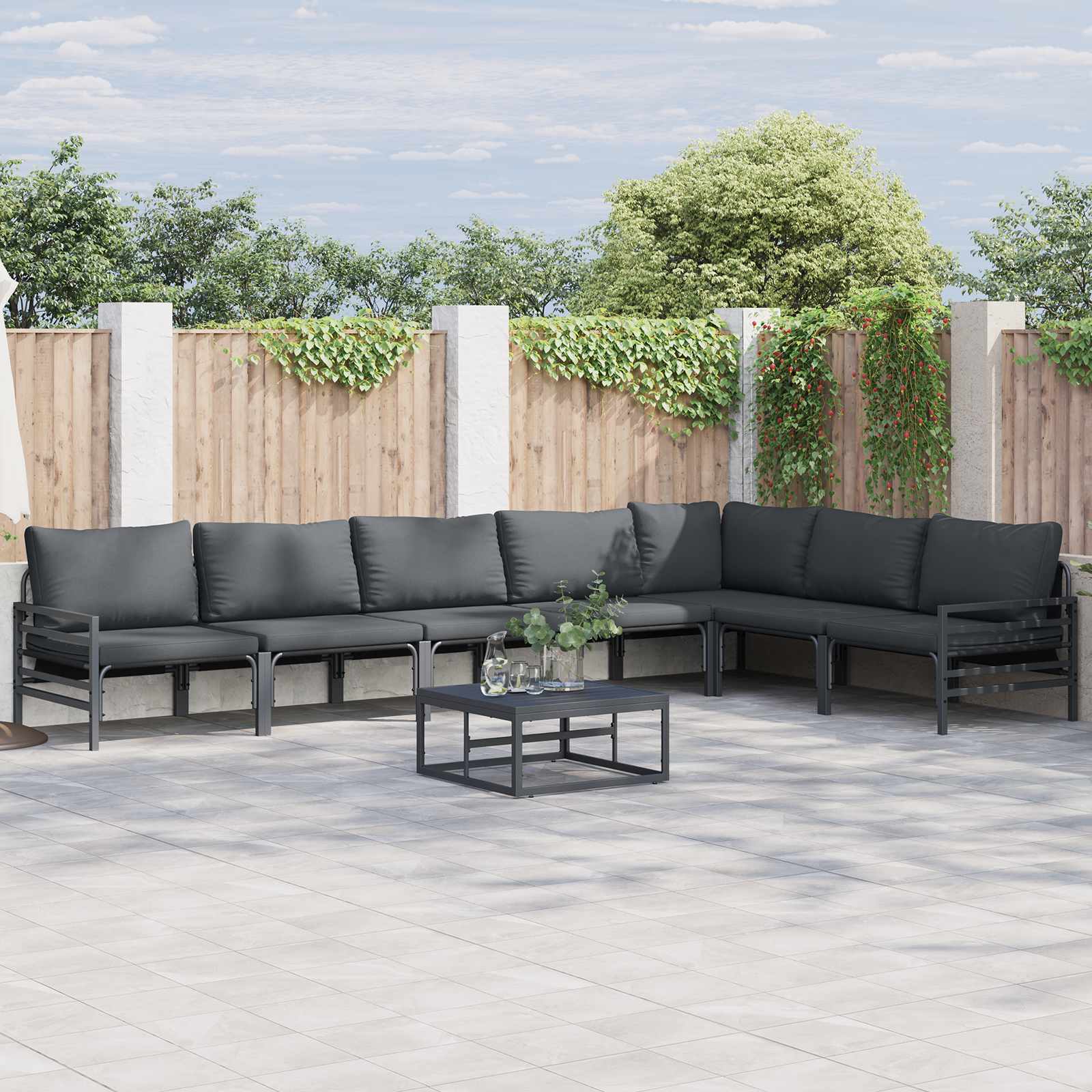 Gartensofa-set 7 stk. Schwarz Stahl