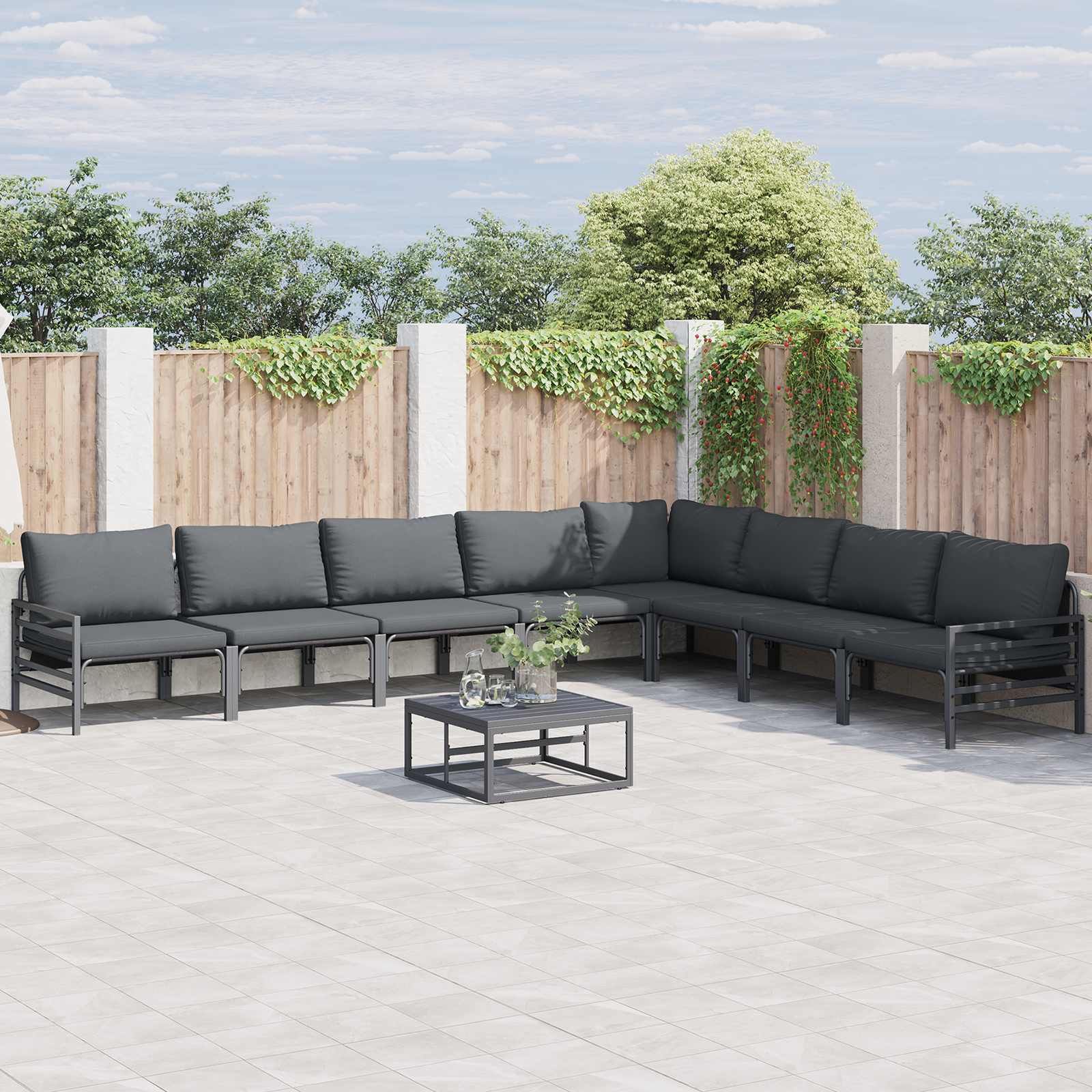 Gartensofa-set 8 stk. Schwarz Stahl