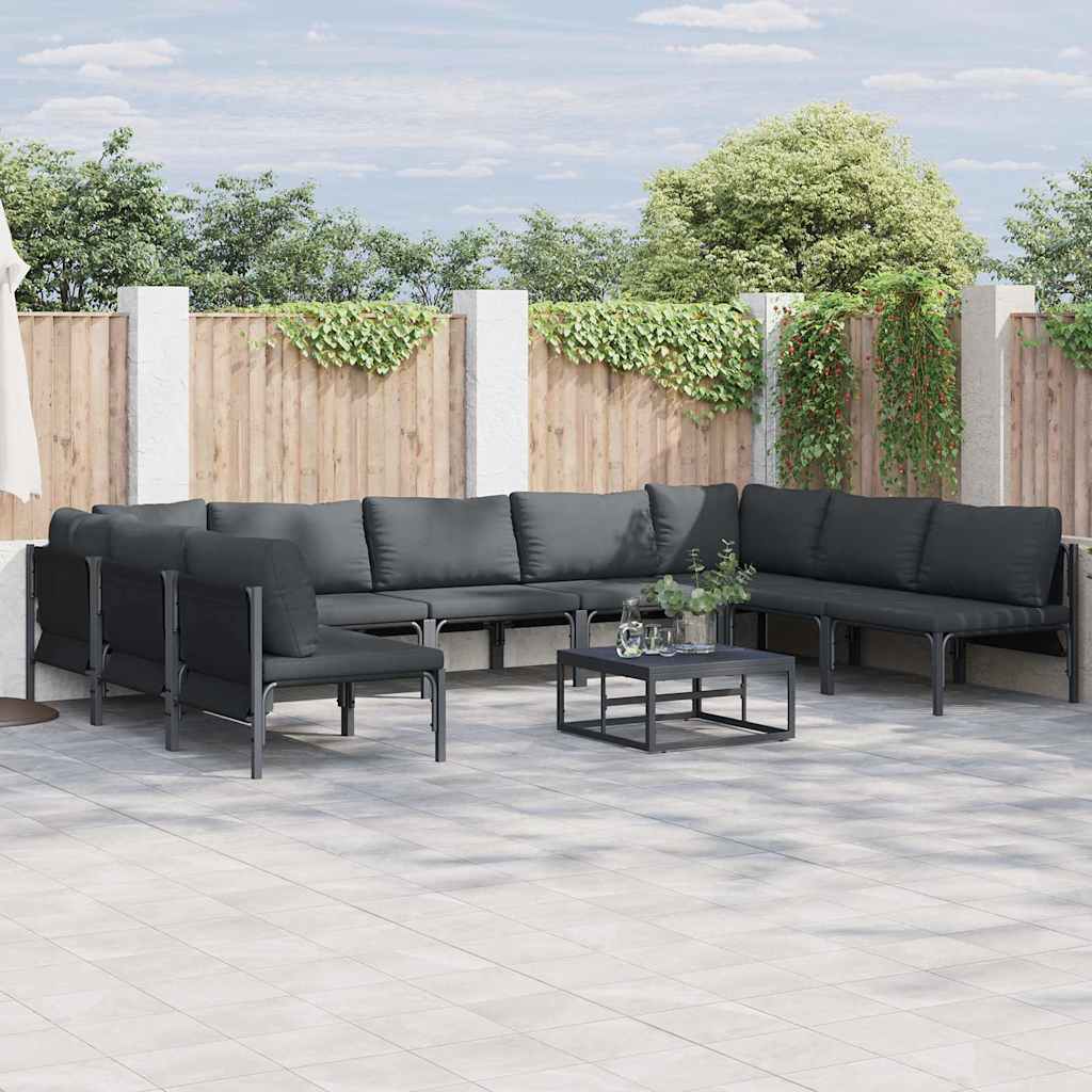 Gartensofa-set 9 stk. Schwarz Stahl