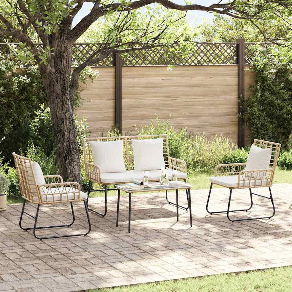 Gartenmöbel Set 4 stk. Schwarz und Anthrazit Poly-Rattan