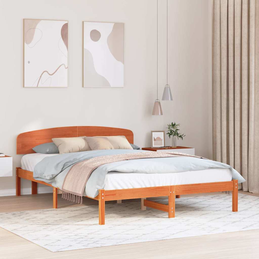 Bettrahmen Wachsbraun 150 x 200 cm Massives Kiefernholz