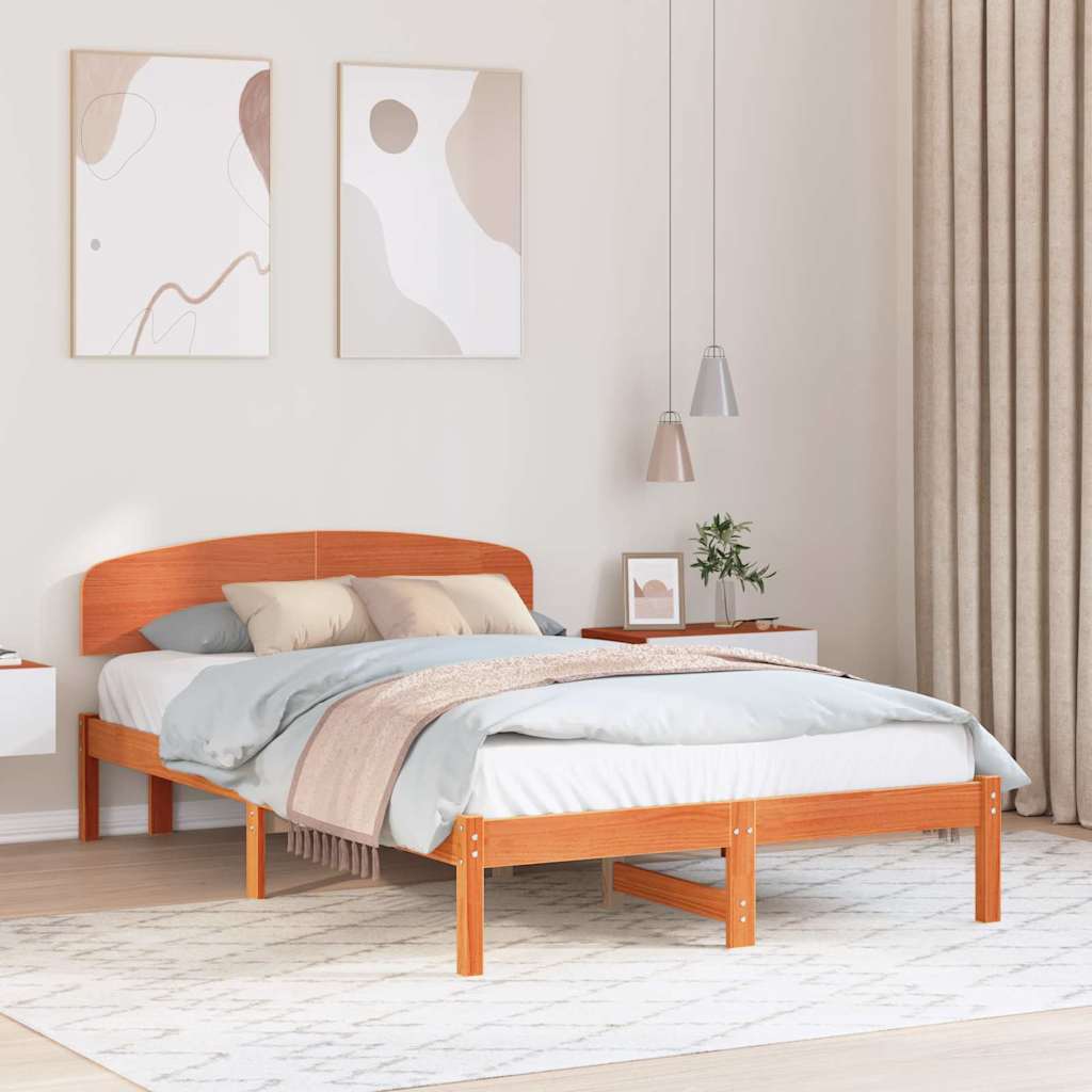 Bettrahmen Wachsbraun 135 x 190 cm Massives Kiefernholz