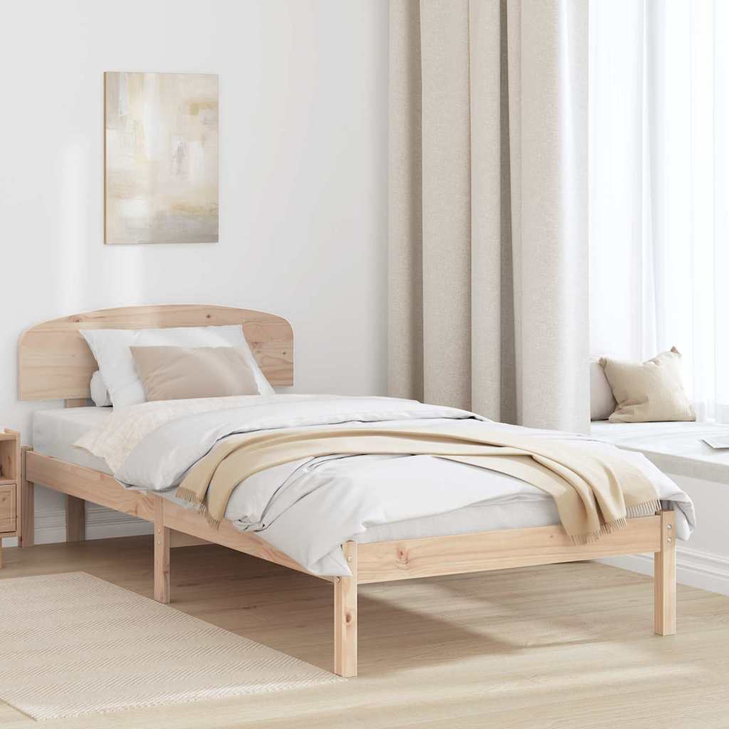 Bettrahmen mit Kopfteil Natur 80 x 200 cm Massives Kiefernholz