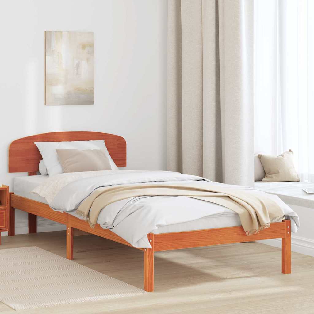 Bettrahmen Wachsbraun 75 x 190 cm Massives Kiefernholz