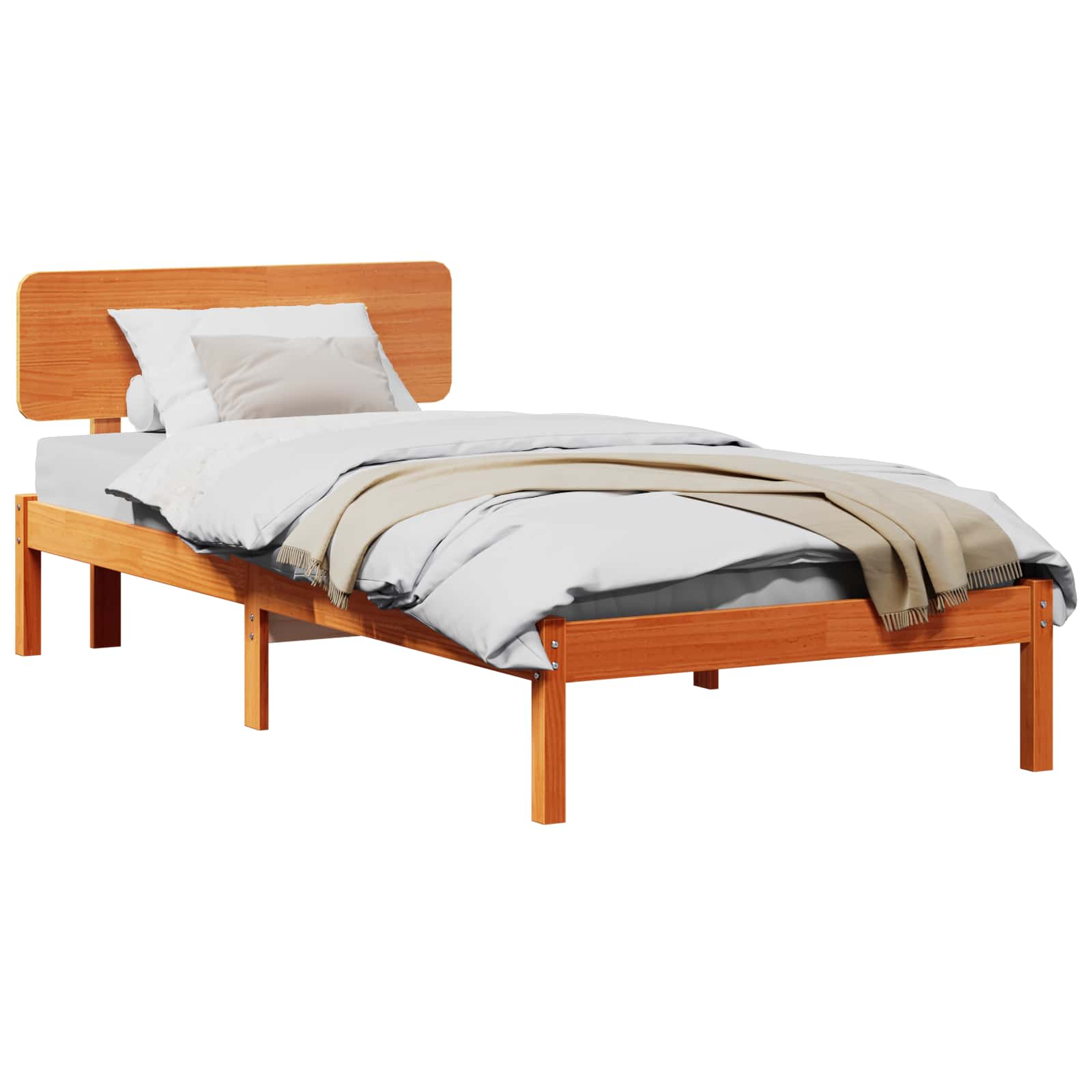 Bettrahmen Wachsbraun 75 x 190 cm Massives Kiefernholz
