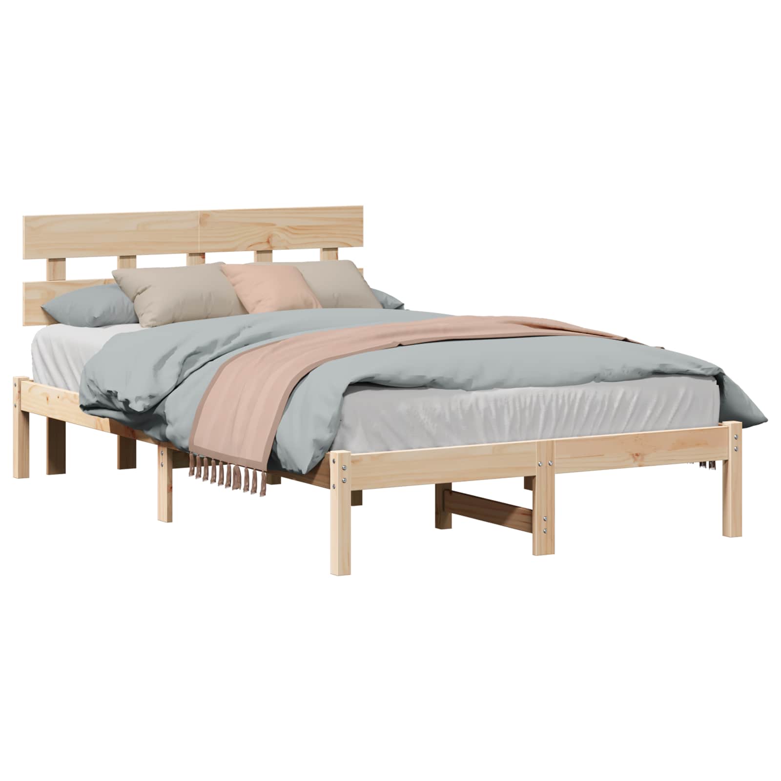 Bettgestell mit Kopfteil Braun 120 x 190 cm Massivholz Kiefer