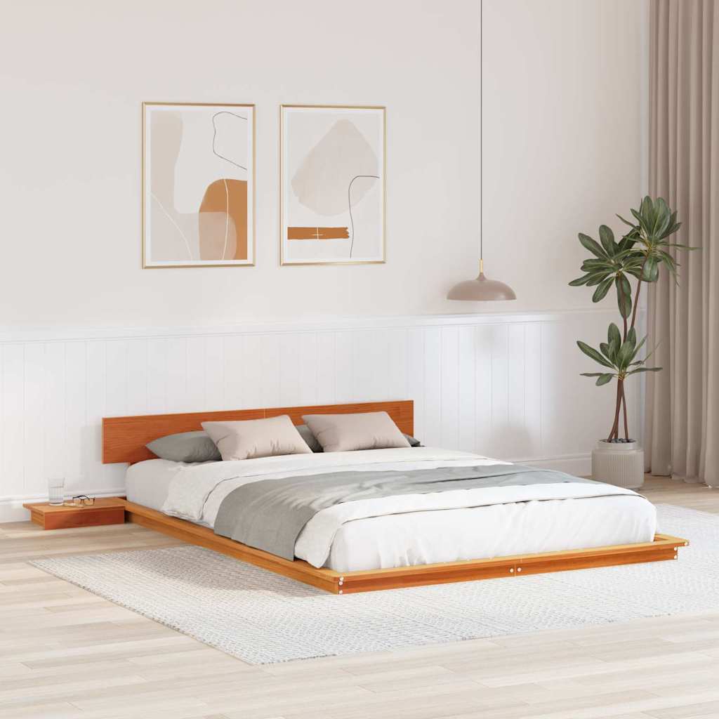 Bettgestell mit Kopfteil mit Speicher Braun 140 x 200 cm Holz