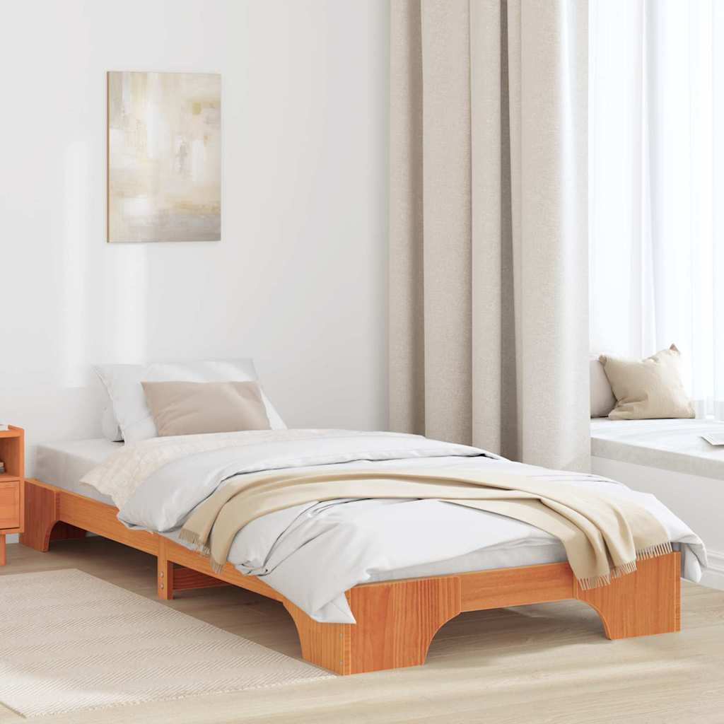 Bettrahmen Wachsbraun 75 x 190 cm Massives Kiefernholz