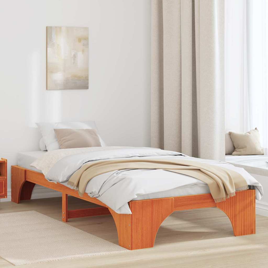 Bettrahmen Wachsbraun 80 x 200 cm Massives Kiefernholz