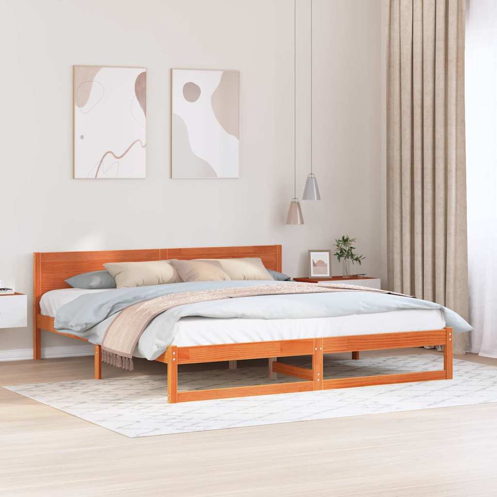Bettrahmen Wachsbraun 200 x 200 cm Massives Kiefernholz
