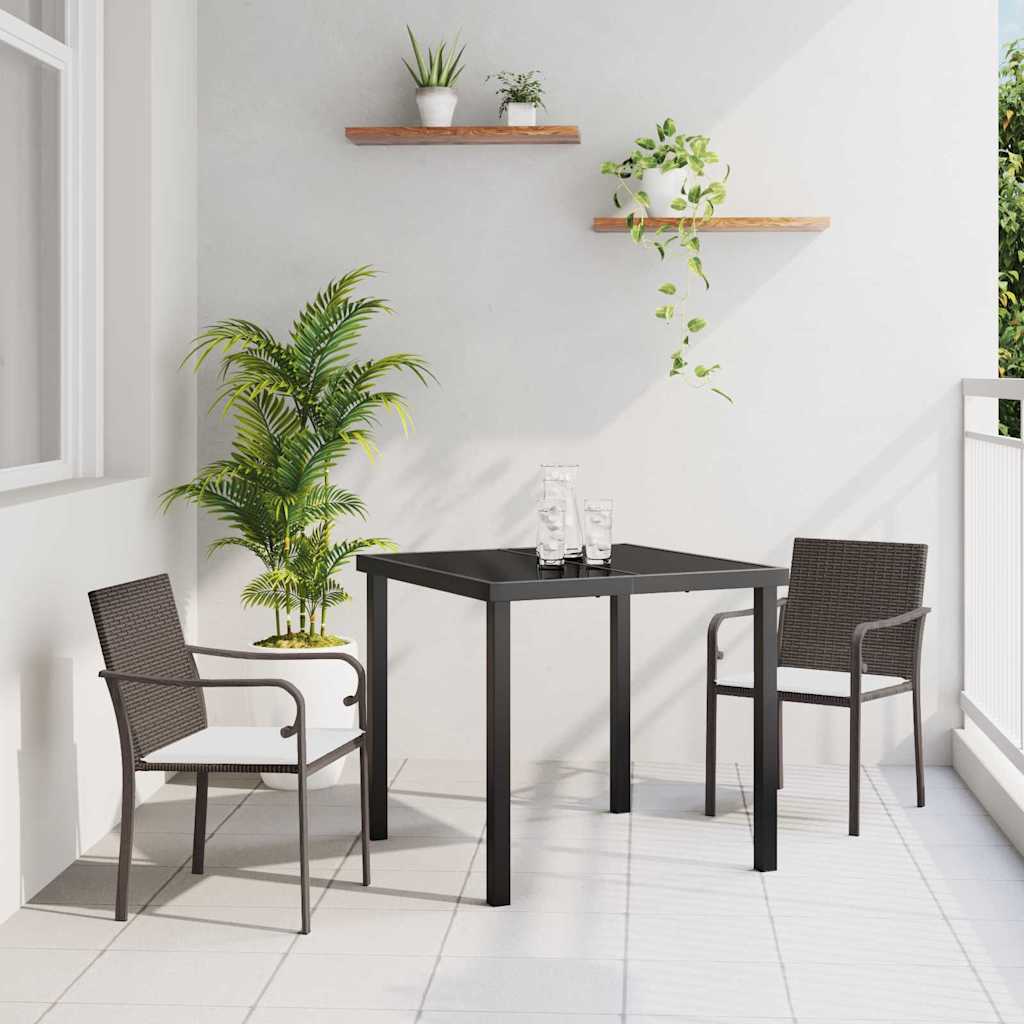 Garten Essgruppe 3 stk. Braun und Schwarz PE-Rattan