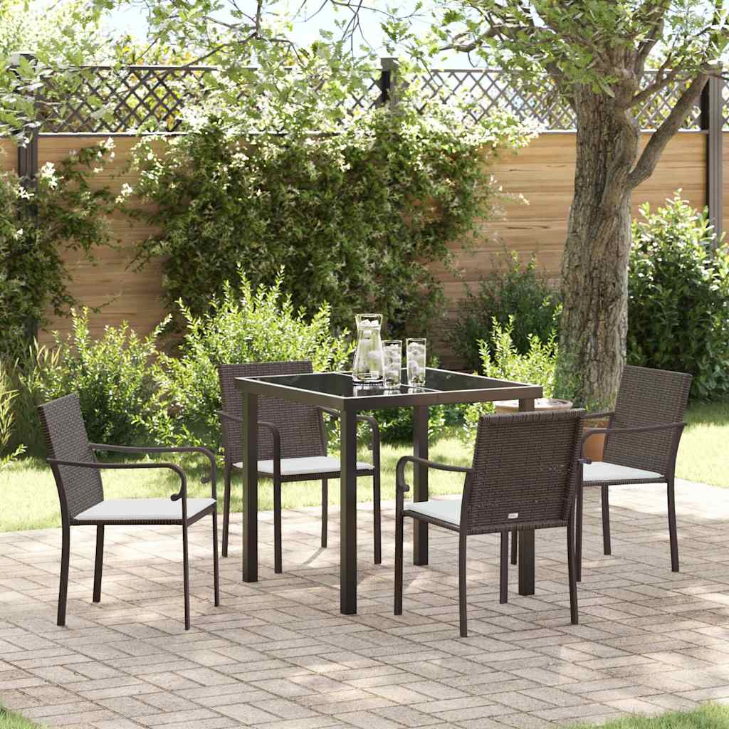 Garten Essgruppe 5 stk. Braun und Schwarz PE-Rattan