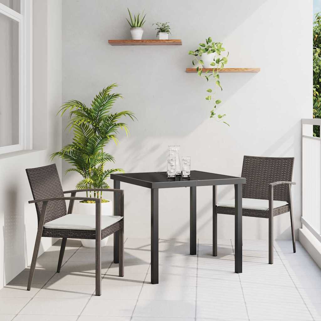 Garten Essgruppe 3 stk. Braun und Schwarz PE-Rattan