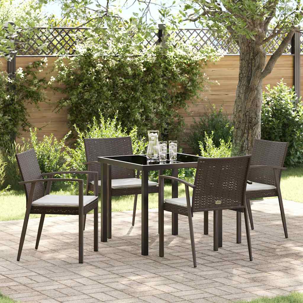 Garten Essgruppe 5 stk. Braun und Schwarz PE-Rattan