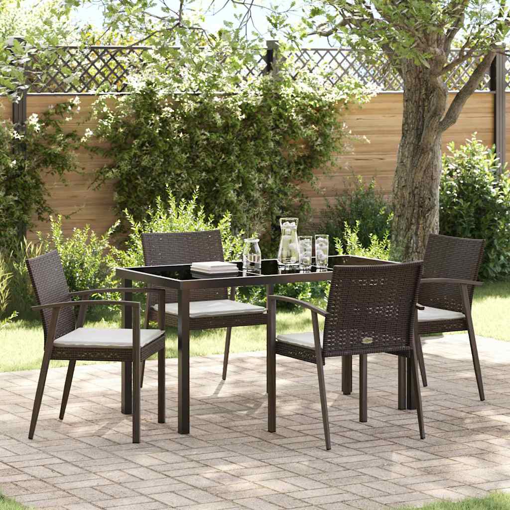 Garten Essgruppe 5 stk. Braun und Schwarz PE-Rattan