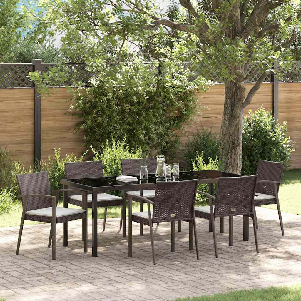 Garten Essgruppe 7 stk. Braun und Schwarz PE-Rattan