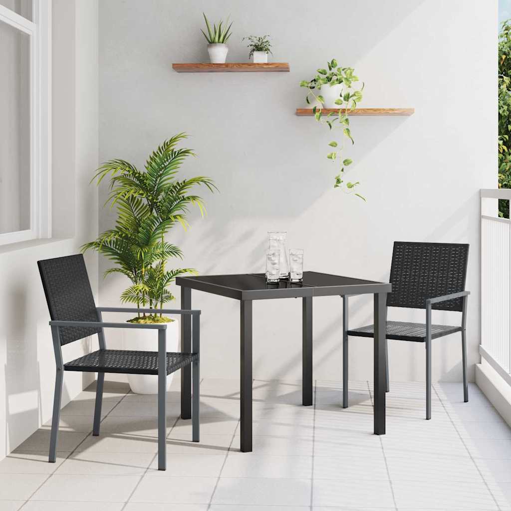 Garten Essgruppe 3 stk. Schwarz PE-Rattan