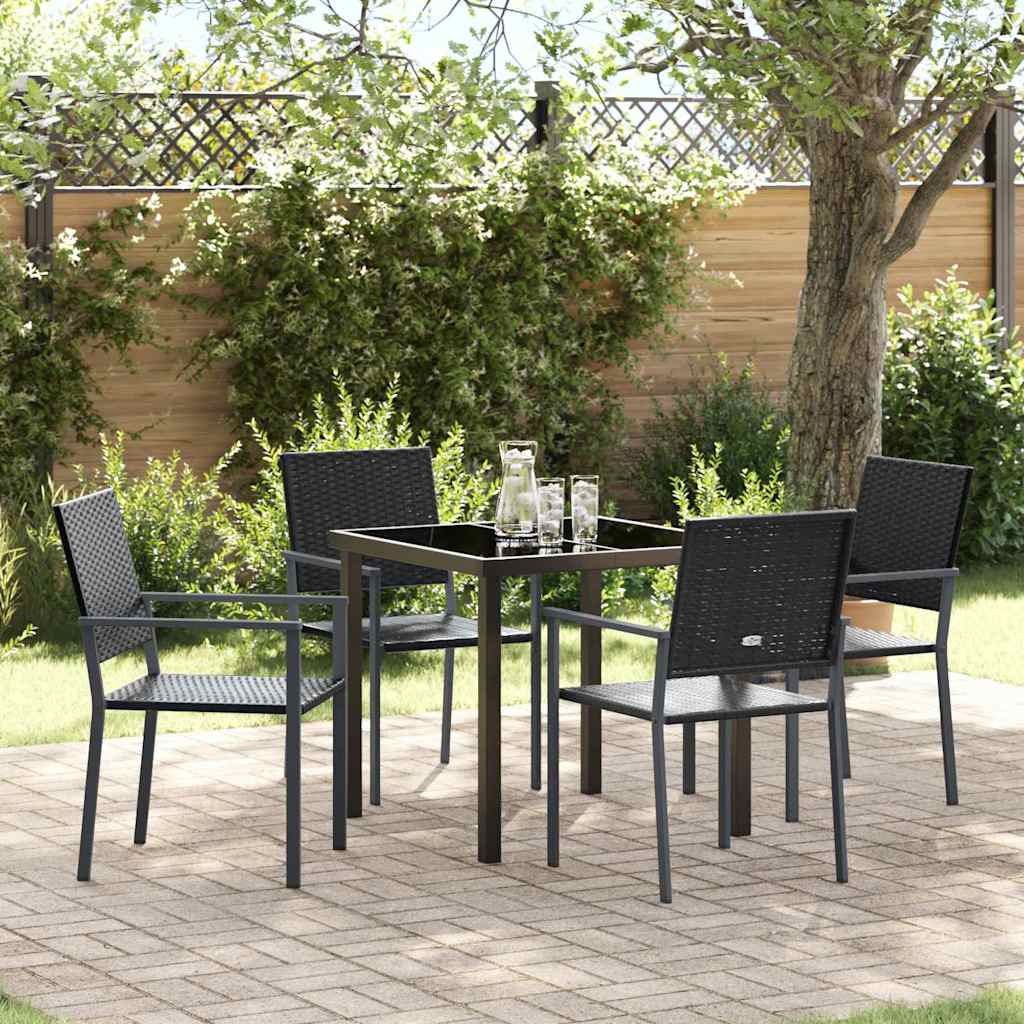 Garten Essgruppe 5 stk. Schwarz PE-Rattan