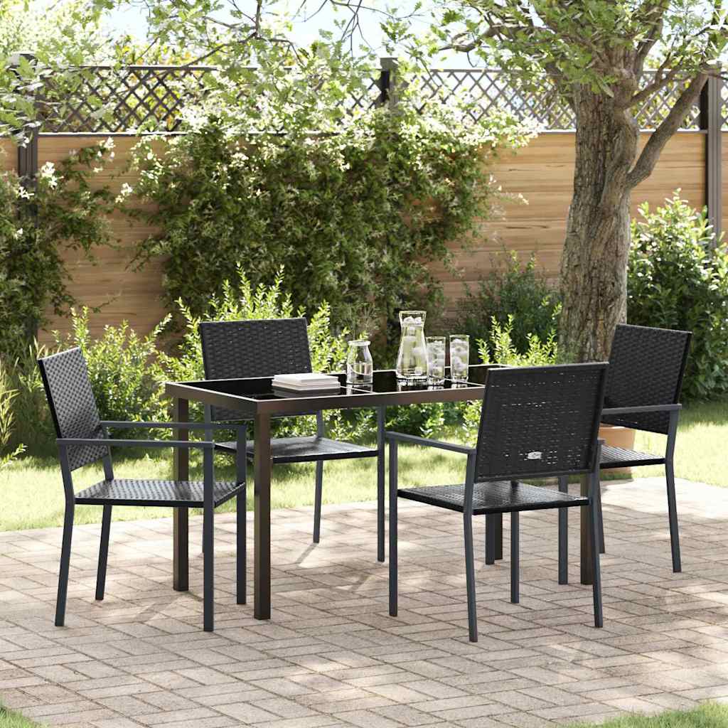 Garten Essgruppe 5 stk. Schwarz PE-Rattan