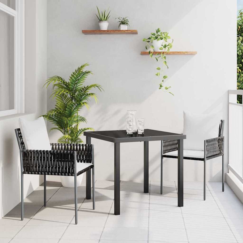 Garten Essgruppe 3 stk. Braun und Schwarz PE-Rattan