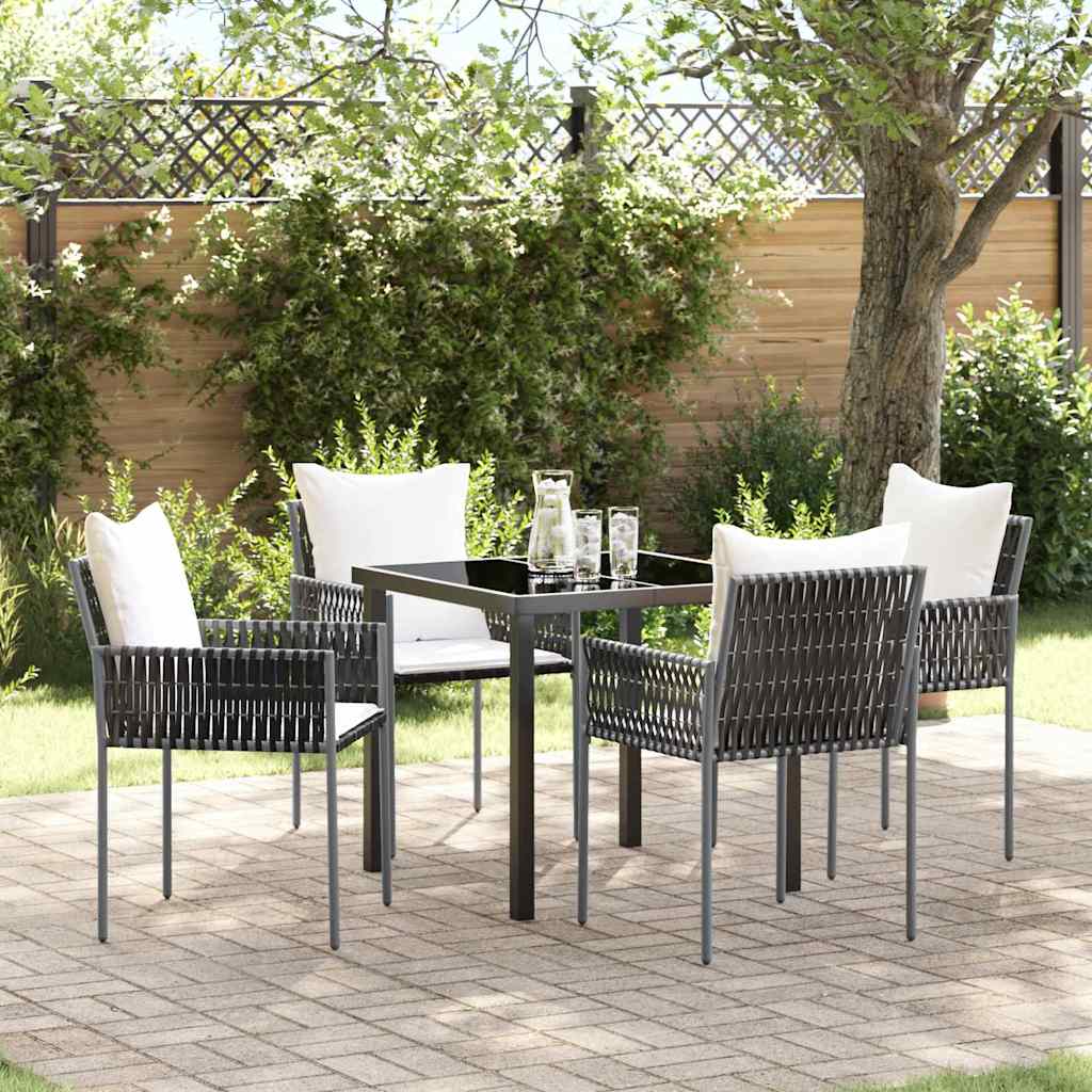 Garten Essgruppe 5 stk. Braun und Schwarz PE-Rattan